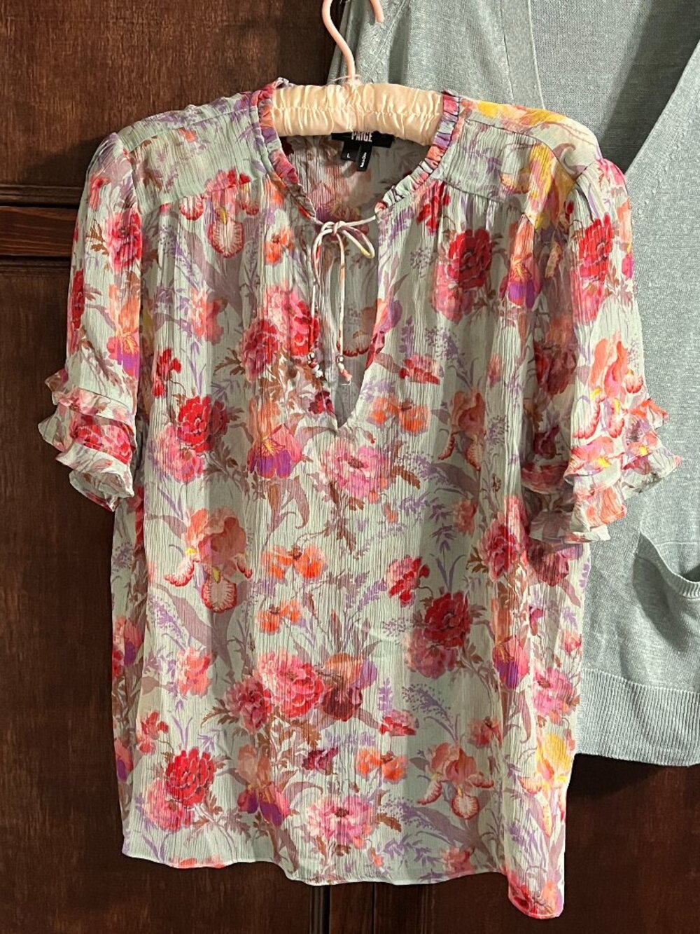 PAIGE NADJA SHORT SLEEVE BLOUSE x LINEN BLEND MATCH CARDIGAN NORDSTROM